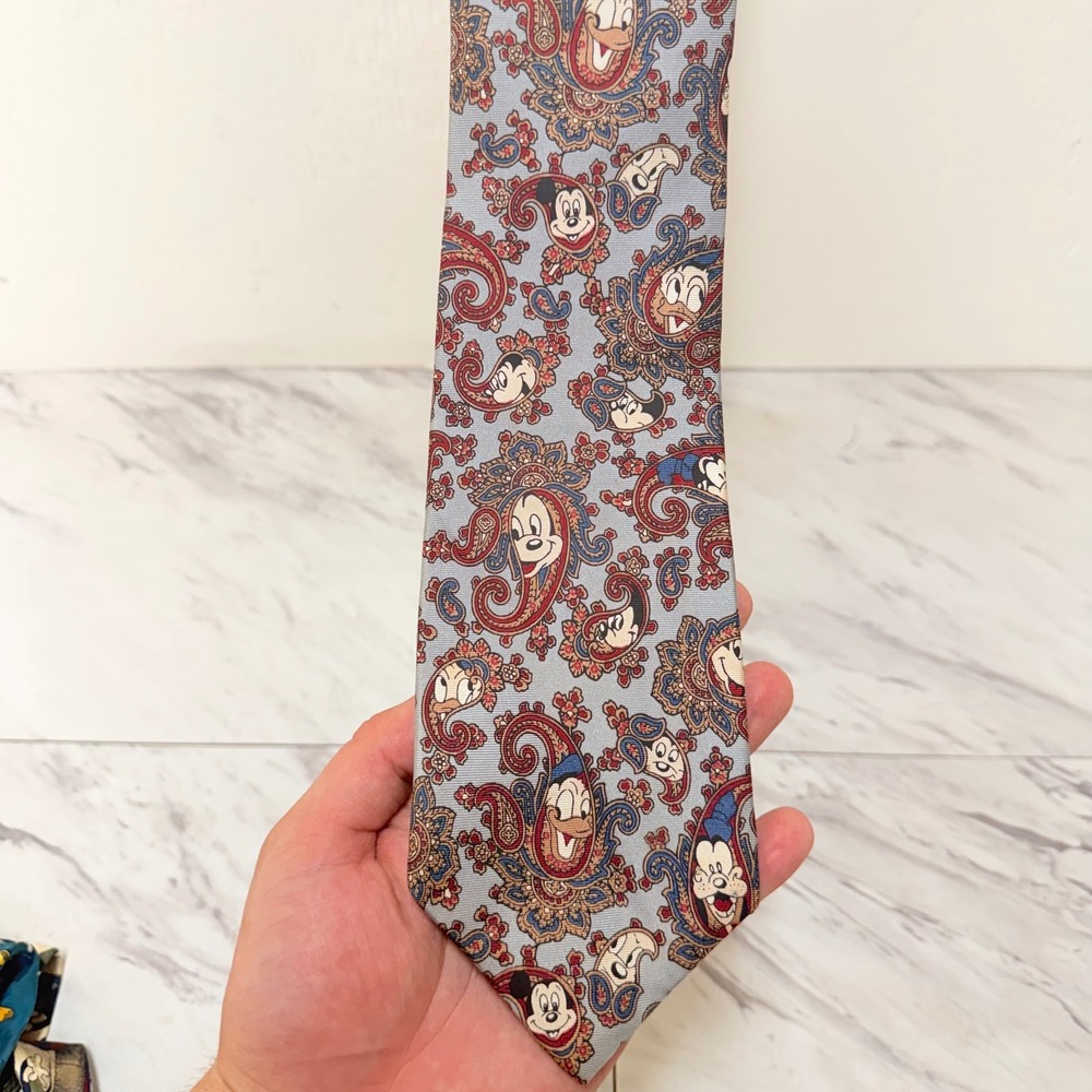 Disney Balancine The Tie Works Mickey Mouse Paisley Silk Tie Light Blue Mens